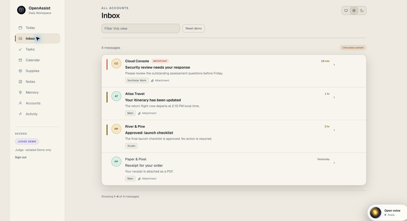 OpenAssist Daily Workspace – screenshot 3