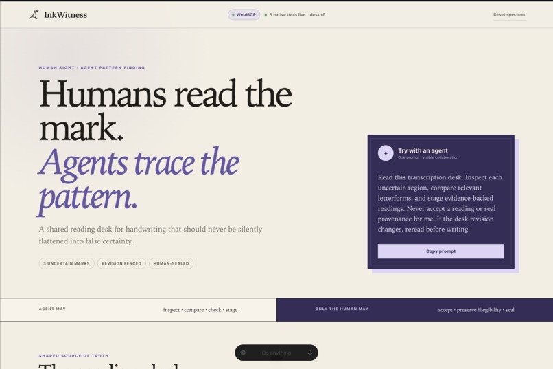 InkWitness : a shared agent-human workspace  – screenshot 1