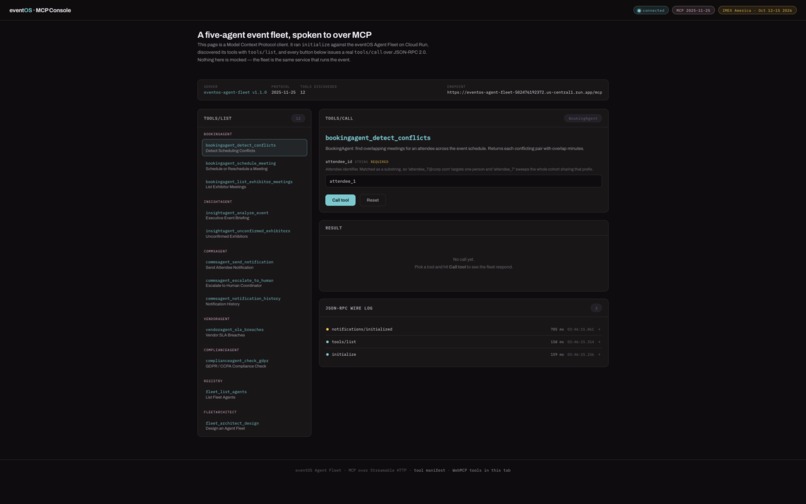 eventOS over WebMCP – screenshot 1