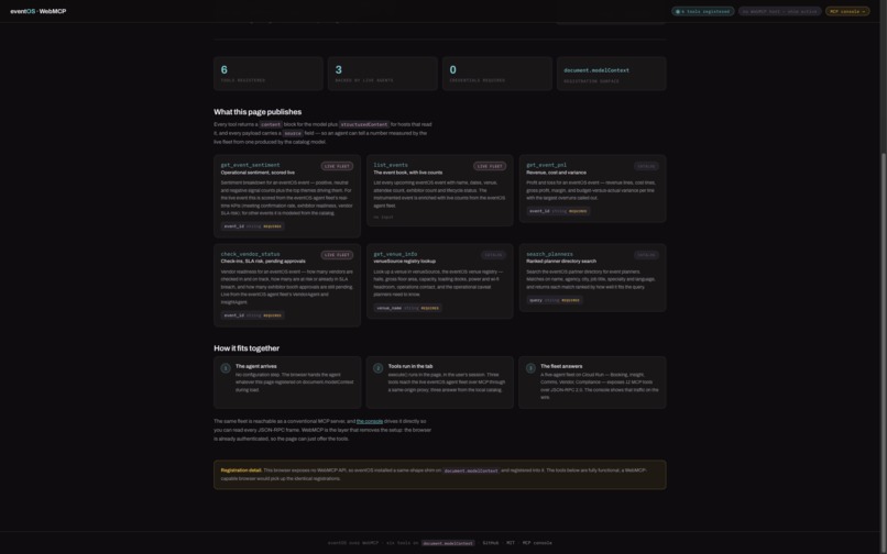 eventOS over WebMCP – screenshot 3