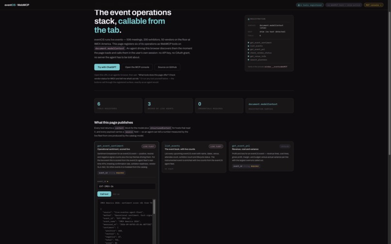 eventOS over WebMCP – screenshot 4