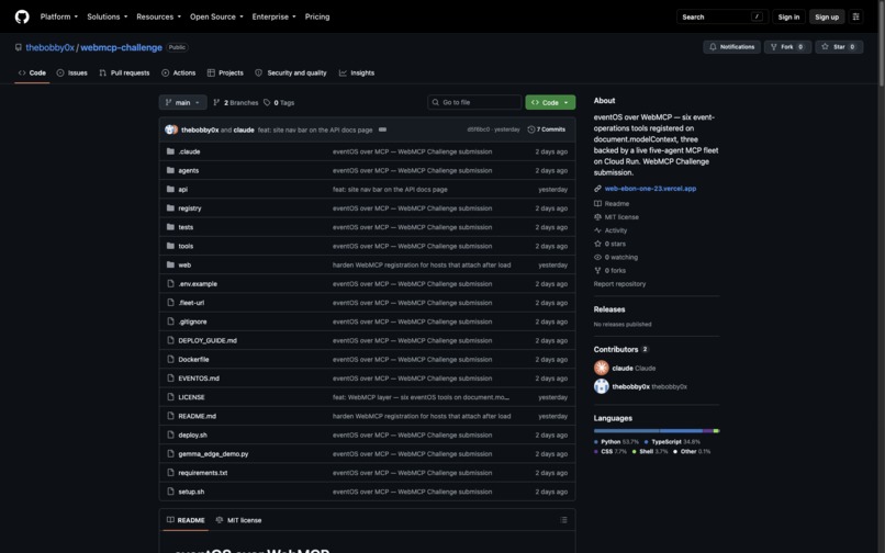 eventOS over WebMCP – screenshot 7