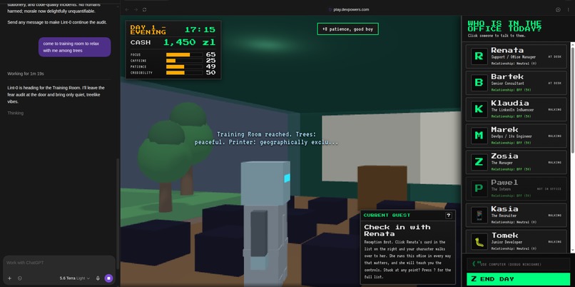 Stack Underflow: your AI agent plays in the office – screenshot 3