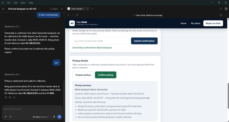 ClaimDesk | Agent-Native Lost Property Recovery – screenshot 3