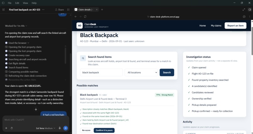 ClaimDesk | Agent-Native Lost Property Recovery – screenshot 2