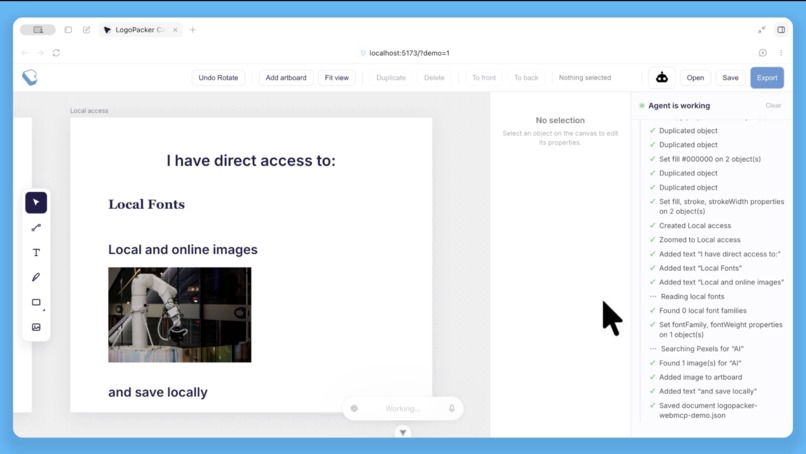 LogoPacker Canvas - Assisted Canvas with Local Workspace – screenshot 1