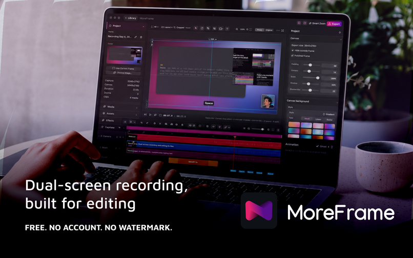MoreFrame - Dual-screen recording and editing for Mac – screenshot 1