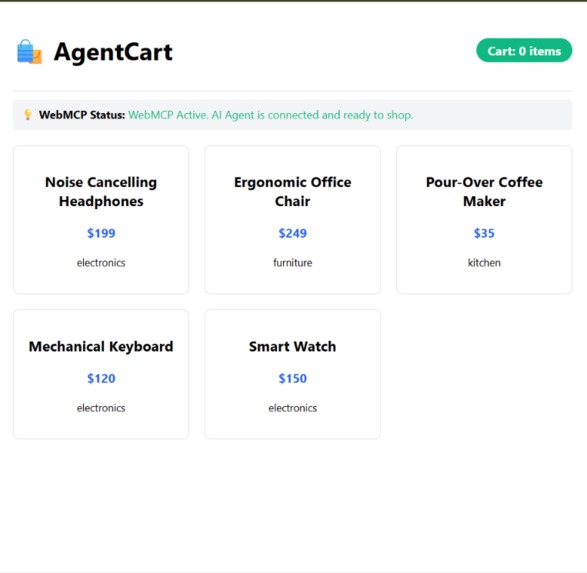 AgentCart: WebMCP E-Commerce – screenshot 1