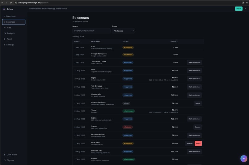 Actuo Expense Manager – screenshot 2