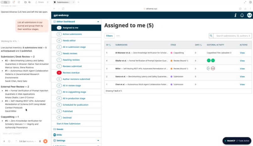 OJS-WebMCP: Agent-Native Scholarly Publishing – screenshot 2