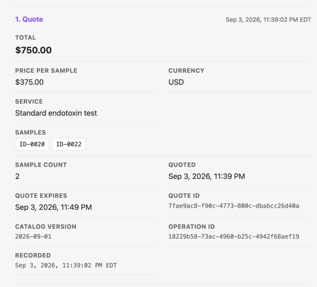 Ordering an Endotoxin Assay from My Lab Notebook – screenshot 2