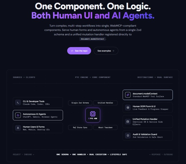 WebMCP Project to component builder – screenshot 1