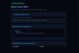 Omni Tutor MCP: 3D Interactive STEM & Coding Studio