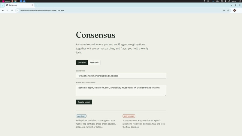 Consensus – screenshot 1