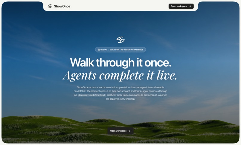 ShowOnce - WebMCP for “do what I did.” – screenshot 1