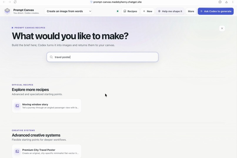 Prompt Canvas – screenshot 1