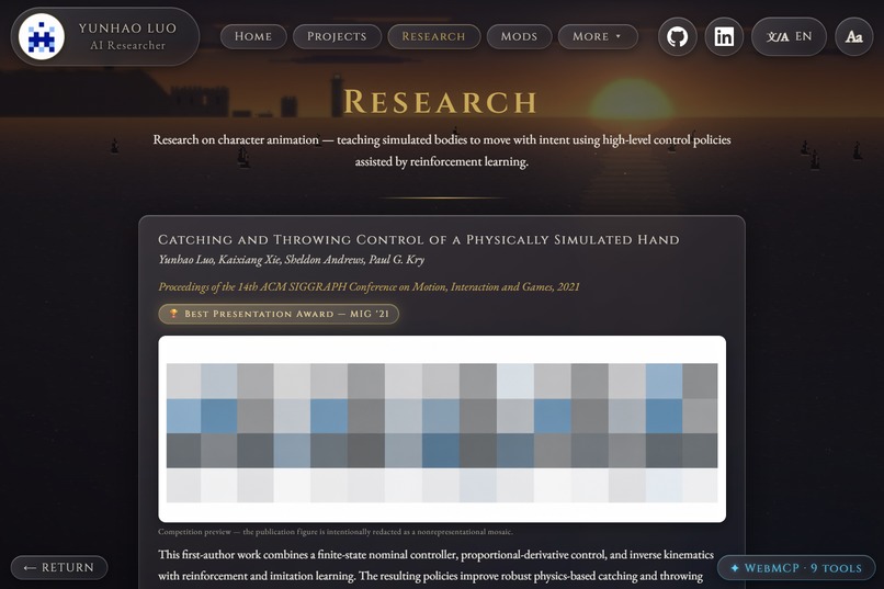 Crepusculum Dream: A Playable WebMCP Portfolio – screenshot 3
