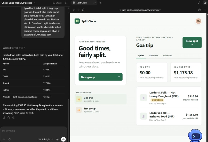 Split-circle webmcp – screenshot 1