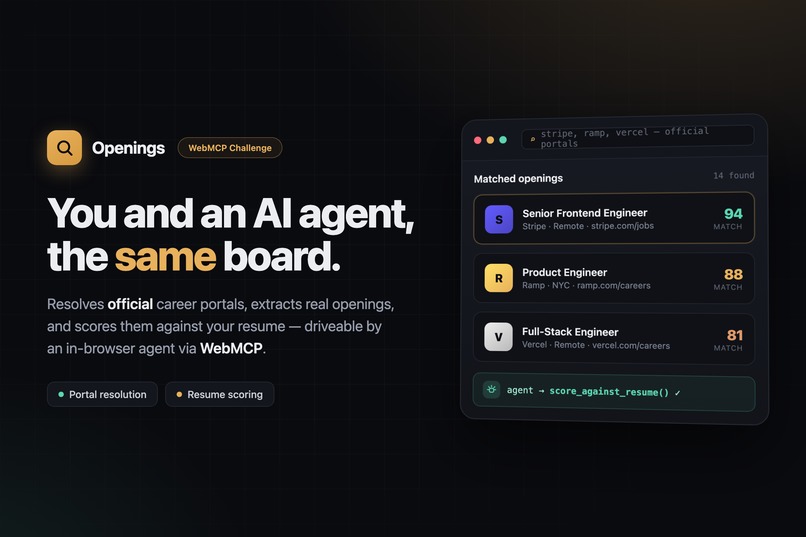 Openings — Agent Native Job Discovery – screenshot 1