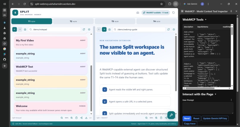 Split WebMCP – screenshot 2