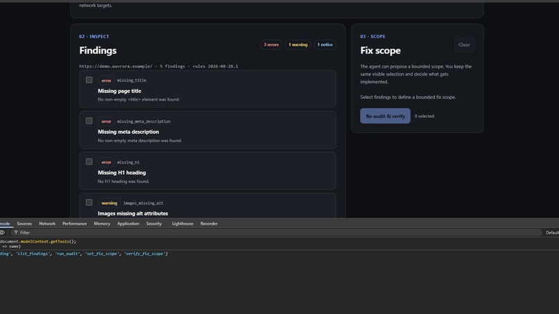 Auvrora WebMCP – screenshot 2