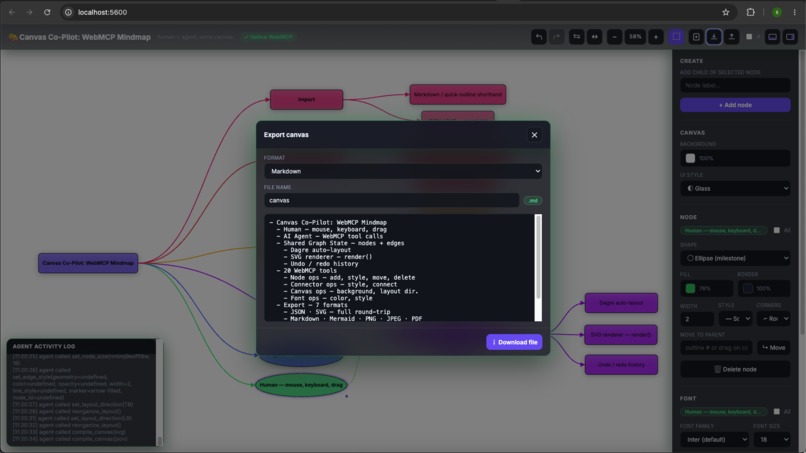 Canvas Co-Pilot: WebMCP Mindmap – screenshot 2