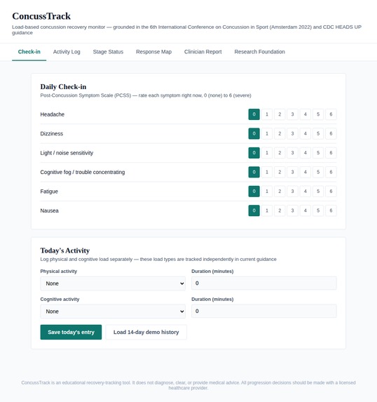 ConcussTrack – screenshot 2