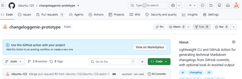 ChangelogGenie – screenshot 1