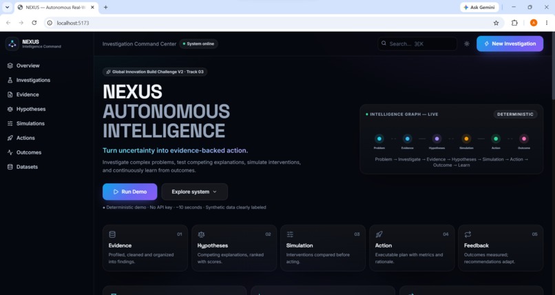 NEXUS — Autonomous Intelligence Command Center – screenshot 1