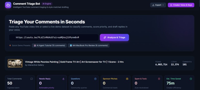 Comment Triage Bot – screenshot 2