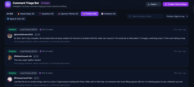 Comment Triage Bot – screenshot 3