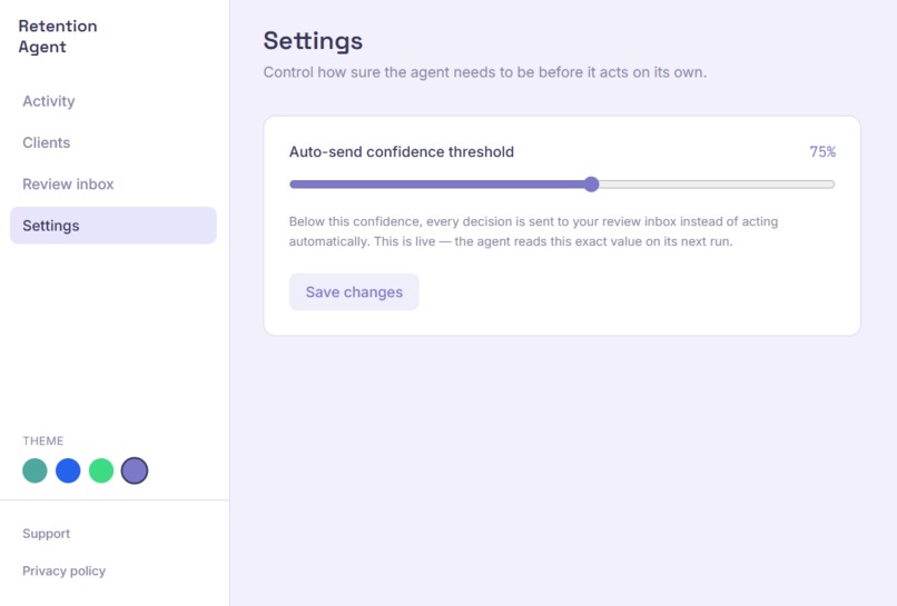 Retention Action Agent – screenshot 2