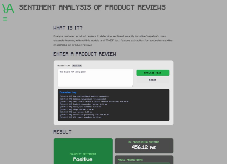 Sentiment Analysis of Product Reviews using Machine Learning – screenshot 1