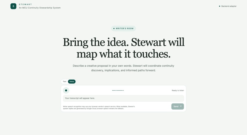 Stewart: An Agentic MCU Continuity Stewardship System – screenshot 1