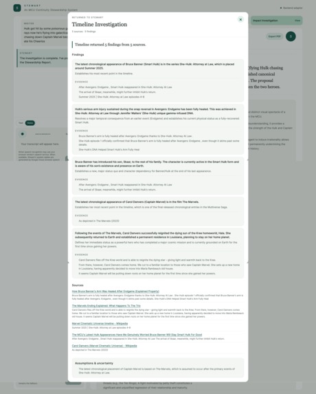 Stewart: An Agentic MCU Continuity Stewardship System – screenshot 4
