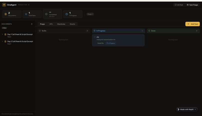 CineAgent – AI Script & Production Triage Agent – screenshot 1