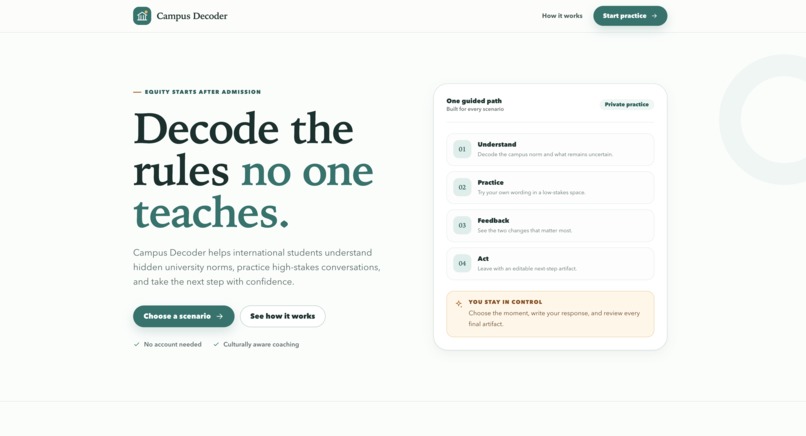 Campus decoder – screenshot 1