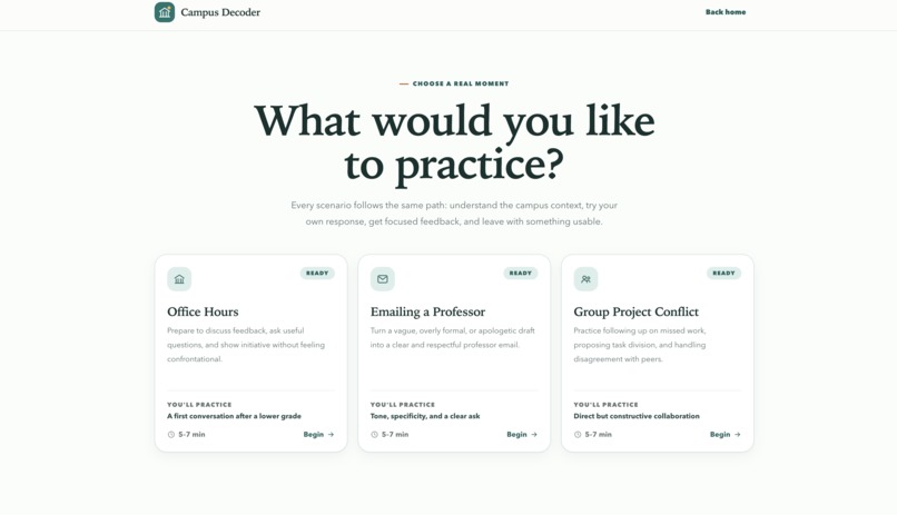 Campus decoder – screenshot 2