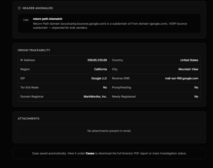 AI Email threat Detection,GeoLocation and Forensic Platform – screenshot 6