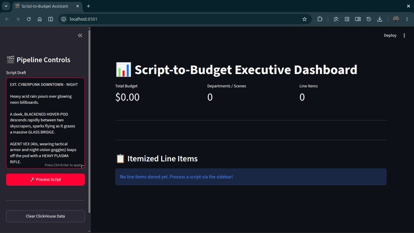 Script-to-Budget Executive Assistant – screenshot 2