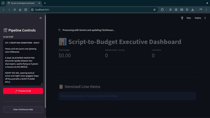 Script-to-Budget Executive Assistant – screenshot 3