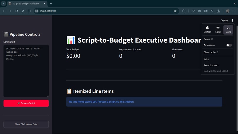 Script-to-Budget Executive Assistant – screenshot 14