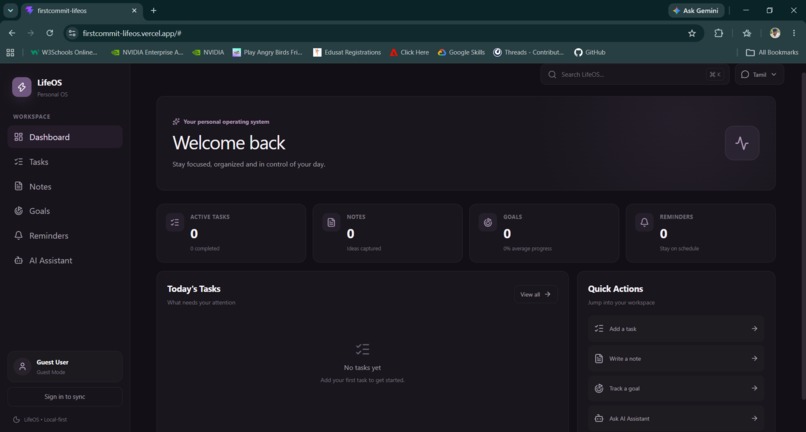 FirstCommit LifeOS – screenshot 1