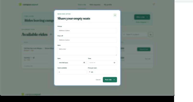 CampusCarpool – screenshot 2