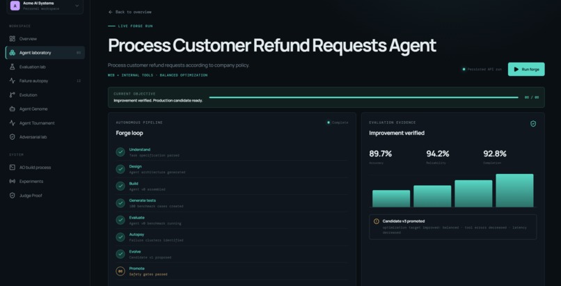 AGENTFORGE — The Agent That Builds Better Agents – screenshot 1