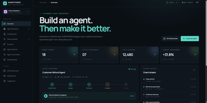 AGENTFORGE — The Agent That Builds Better Agents – screenshot 2