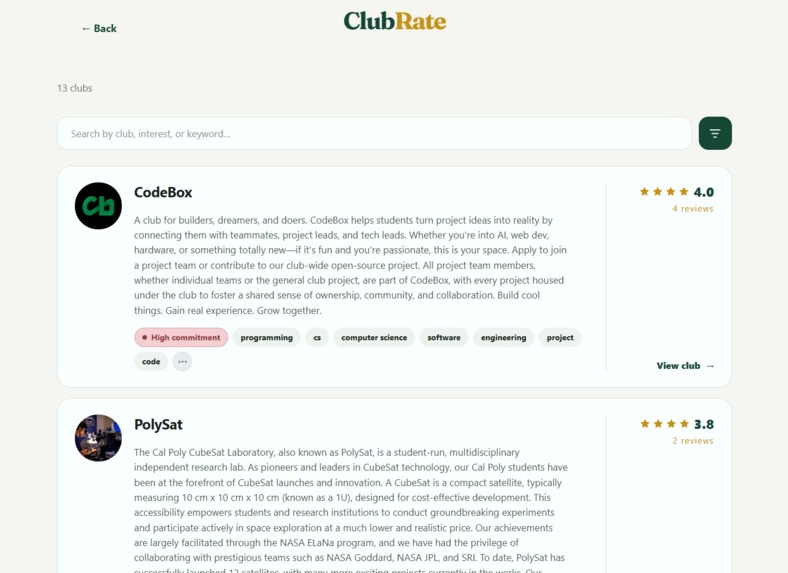 ClubRate – screenshot 2