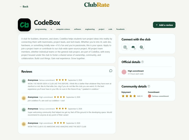 ClubRate – screenshot 3