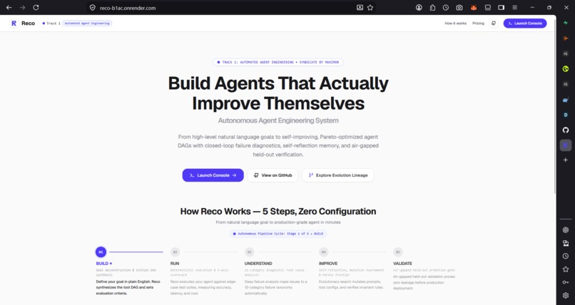 Reco: Autonomous Agent Engineering System – screenshot 1