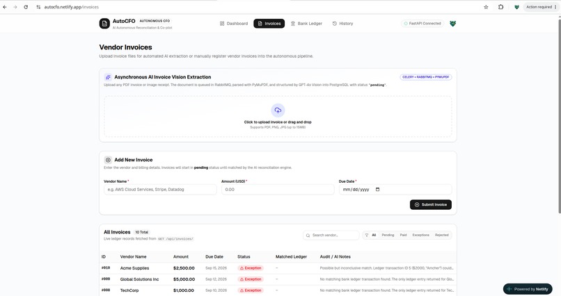 AutoCFO: The Autonomous Treasury & Reconciliation Agent – screenshot 4